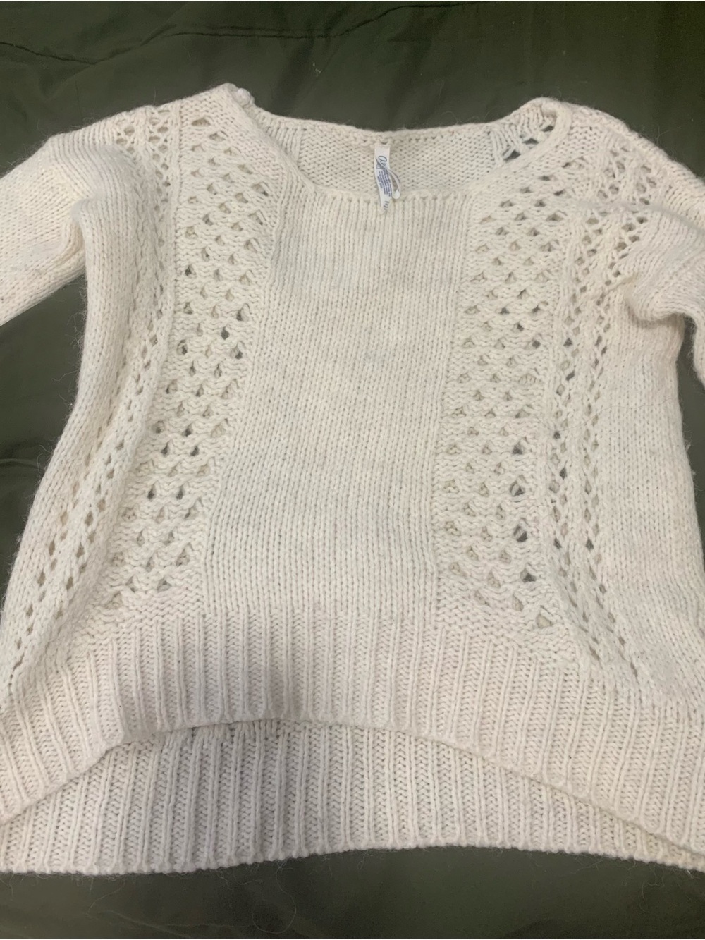 Aeropostale Women's Cream Openwork Crewneck Sweater Size M.